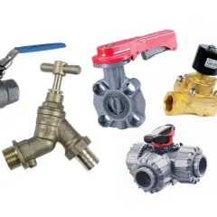 A collection of various valbia types, including ball, butterfly, solenoid, and garden taps, showcasing different materials and designs.