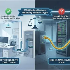 Office reality uses Cat6/Cat6A for practical, reliable, cost-effective networking. Cat8 is a niche application, overkill for offices.