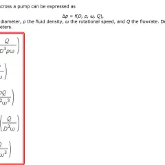 Options for how to find delta p, showing dimensionless parameters for pump pressure rise.