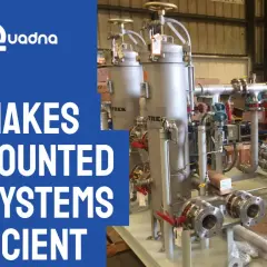 A complex pump skid system with filters, valves, and motors, illustrating the meaning of efficient skid-mounted pump systems.