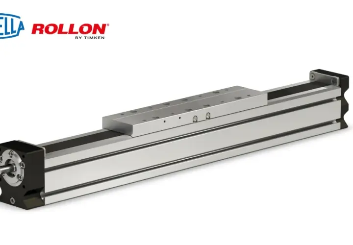 A linear motion system featuring a roller screw actuator, with a silver aluminum profile and a black end block.