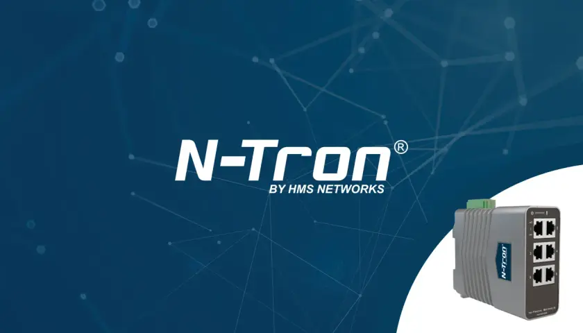 N-Tron industrial network switch, part of the N-TRON SERIES NT5006, with multiple Ethernet ports and status indicators.