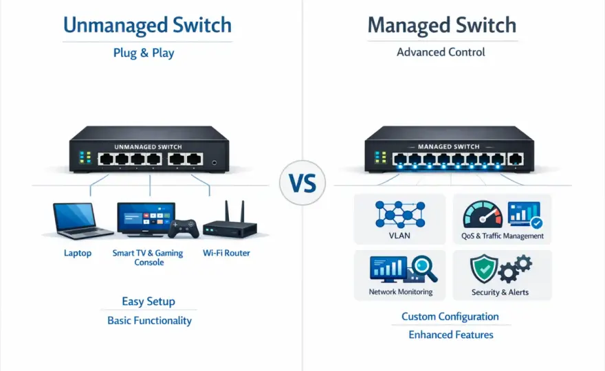 Managed vs. Unmanaged Ethernet Switch: Which Is Right For You?