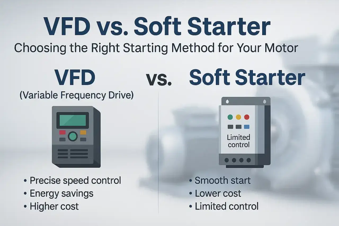 VFD vs. Soft Starter: A comparison of motor starting methods. VFD offers precise control & energy savings, while soft starters provide smooth starts at a lower cost.